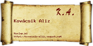 Kovácsik Aliz névjegykártya